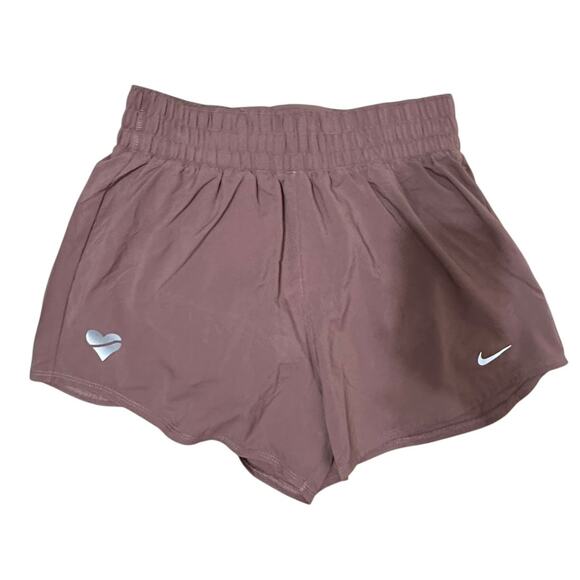 Nike Women's One Dri-FIT Mid-Rise Shorts 3 Smokey Mauve / Reflective Silv S NEW - Picture 1 of 8